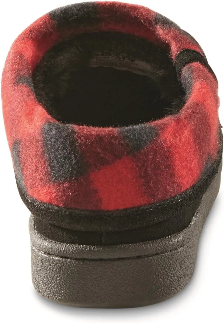 Guide Gear Moc Toe Womens Plaid Collar Clog Slippers, Suede, Warm, Slip-On, Lounge Shoes, Bedroom House Slippers, Indoor and Outdoor