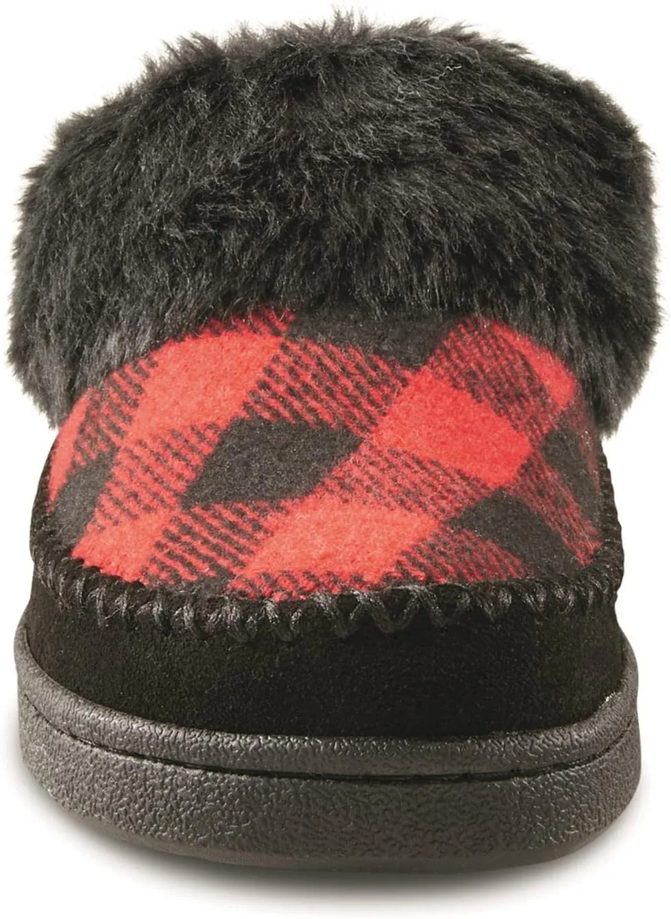 Guide Gear Womens Faux Fur Collar Clog Slippers, Plaid, Fur-Lined, Warm, Slip-On, Lounge Shoes, Bedroom House Slippers, Indoor and Outdoor
