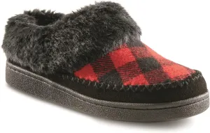 Guide Gear Womens Faux Fur Collar Clog Slippers, Plaid, Fur-Lined, Warm, Slip-On, Lounge Shoes, Bedroom House Slippers, Indoor and Outdoor