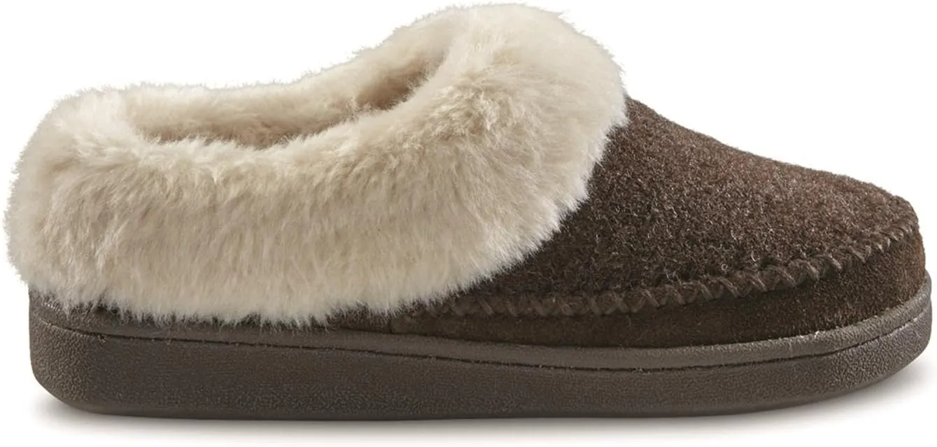 Guide Gear Womens Faux Fur Collar Clog Slippers, Plaid, Fur-Lined, Warm, Slip-On, Lounge Shoes, Bedroom House Slippers, Indoor and Outdoor