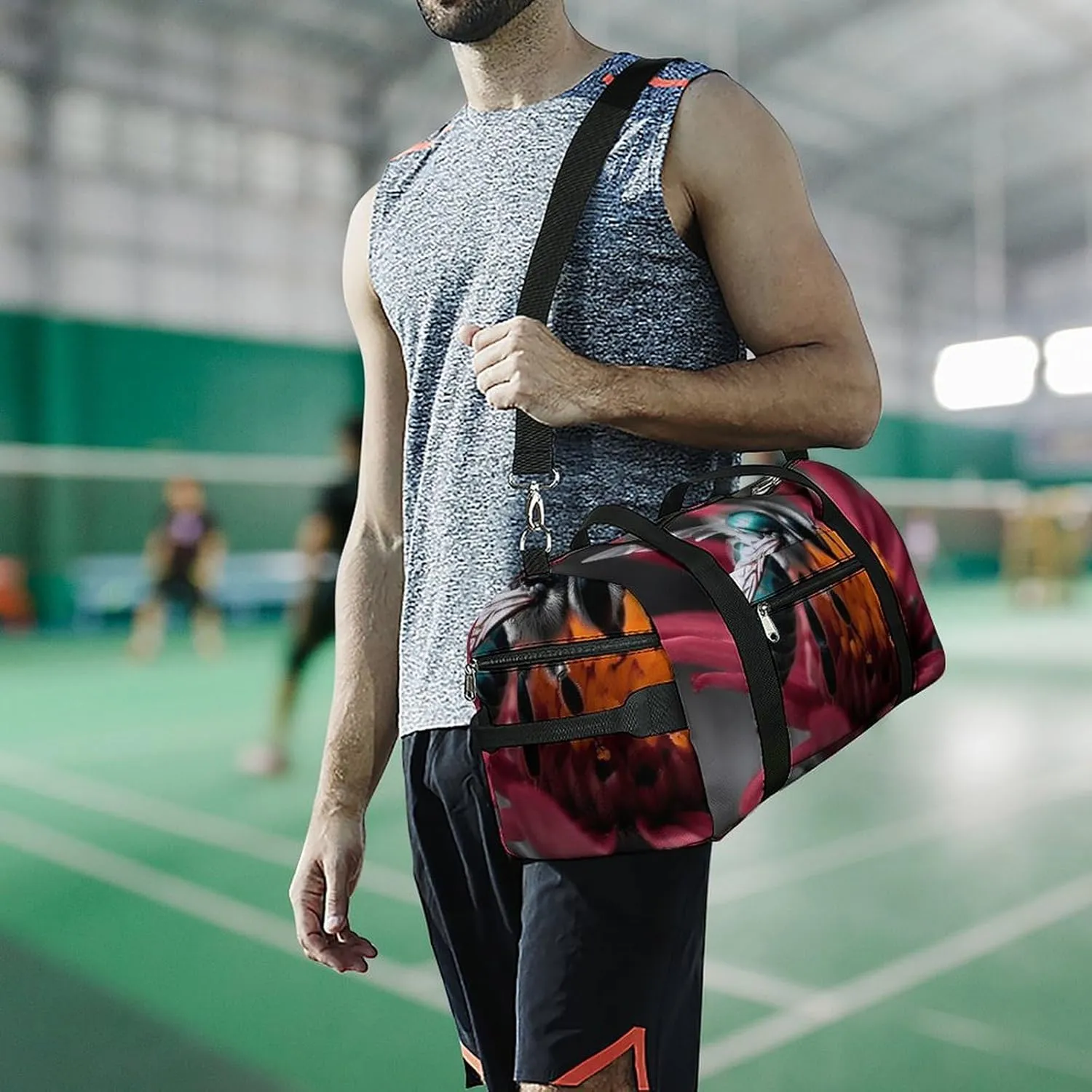 Gym Bag A Bee Duffel Bag for Men Women Travel Overnight Bag with Shoe Compartment Workout Bags