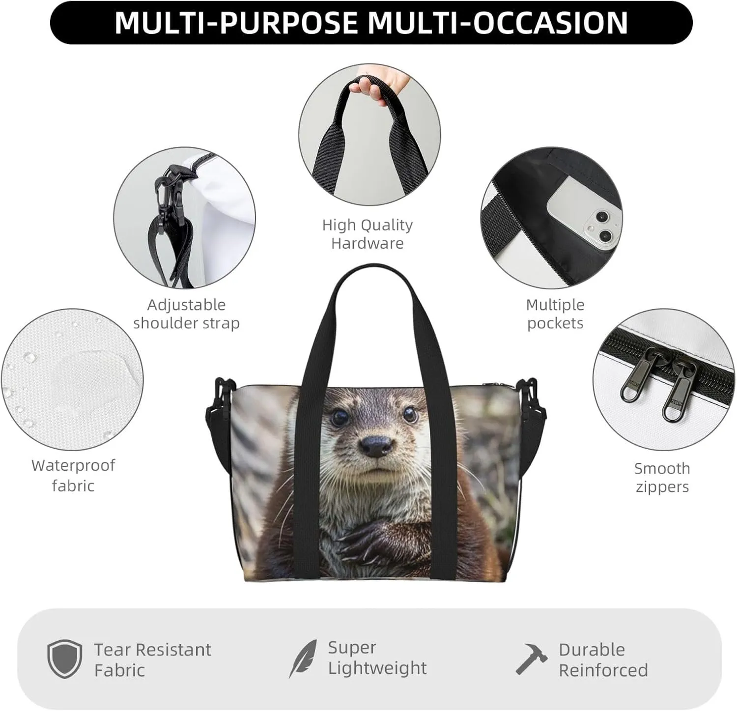 Gym Bag Cute otter1 Duffel Bag for Men Women Travel Overnight Bag with Shoe Compartment Workout Bags