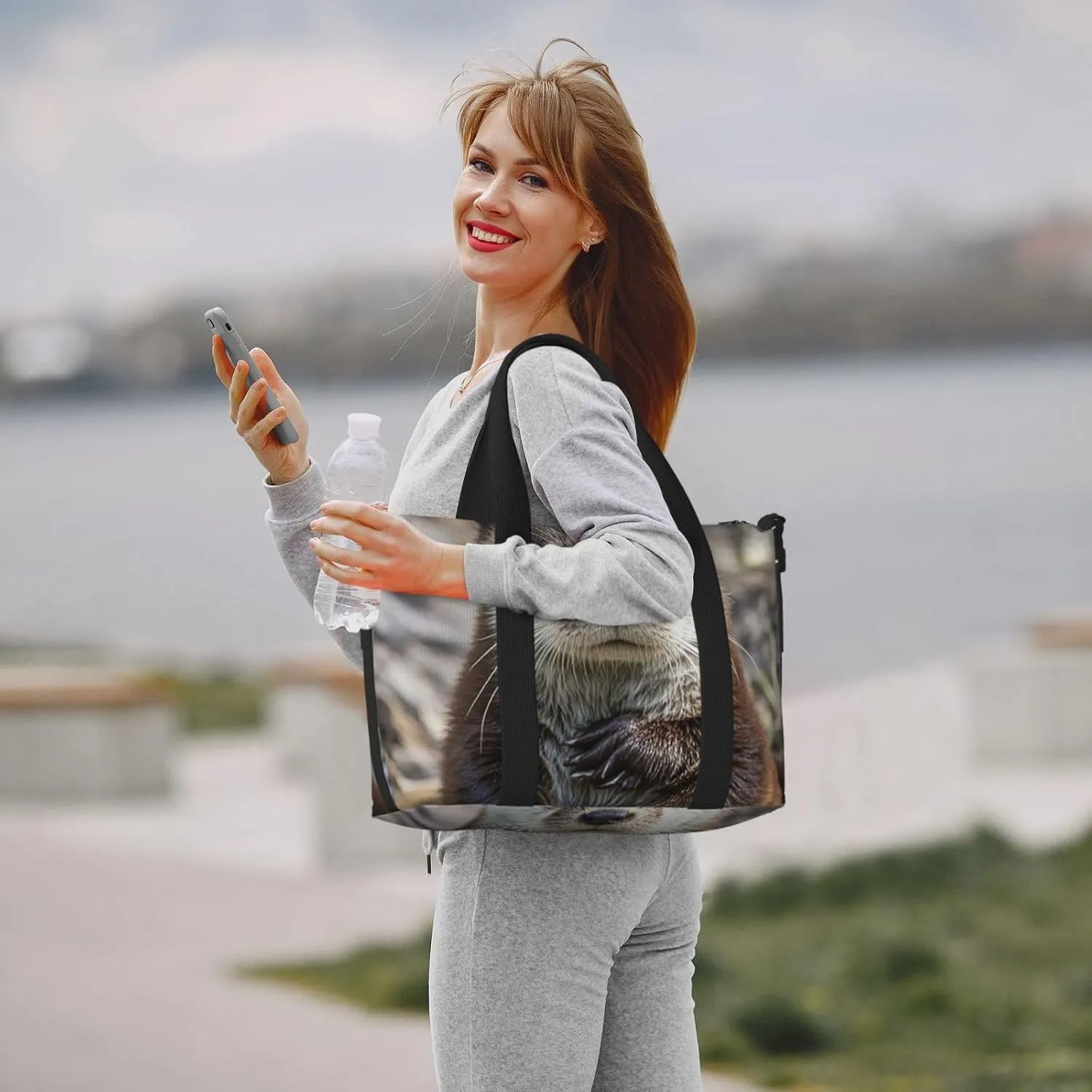 Gym Bag Cute otter1 Duffel Bag for Men Women Travel Overnight Bag with Shoe Compartment Workout Bags