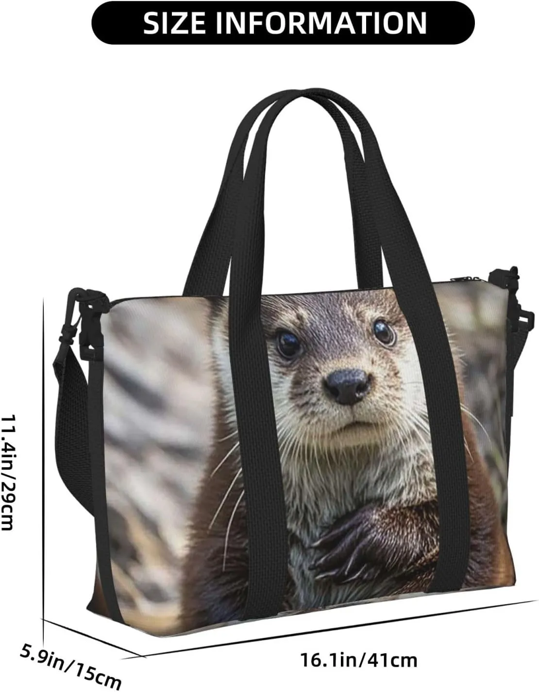 Gym Bag Cute otter1 Duffel Bag for Men Women Travel Overnight Bag with Shoe Compartment Workout Bags