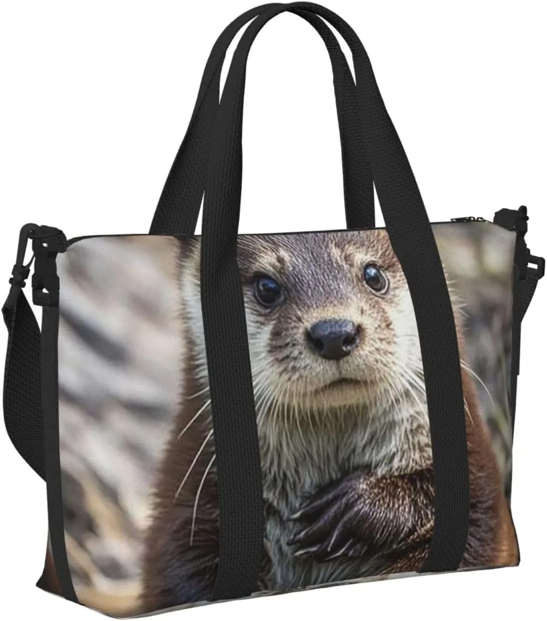 Gym Bag Cute otter1 Duffel Bag for Men Women Travel Overnight Bag with Shoe Compartment Workout Bags