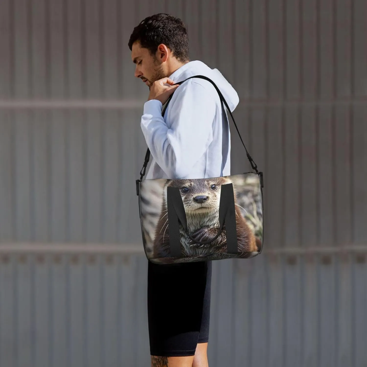 Gym Bag Cute otter1 Duffel Bag for Men Women Travel Overnight Bag with Shoe Compartment Workout Bags