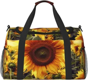 Gym Bag Sunflower Duffel Bag for Men Women Travel Overnight Bag with Shoe Compartment Workout Bags