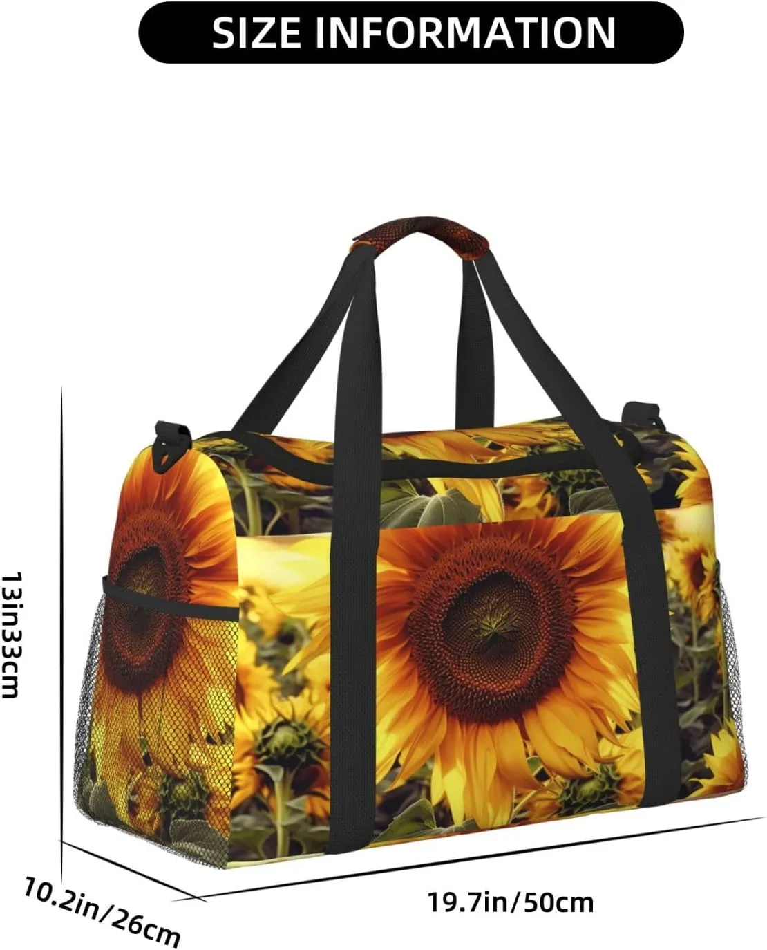 Gym Bag Sunflower Duffel Bag for Men Women Travel Overnight Bag with Shoe Compartment Workout Bags
