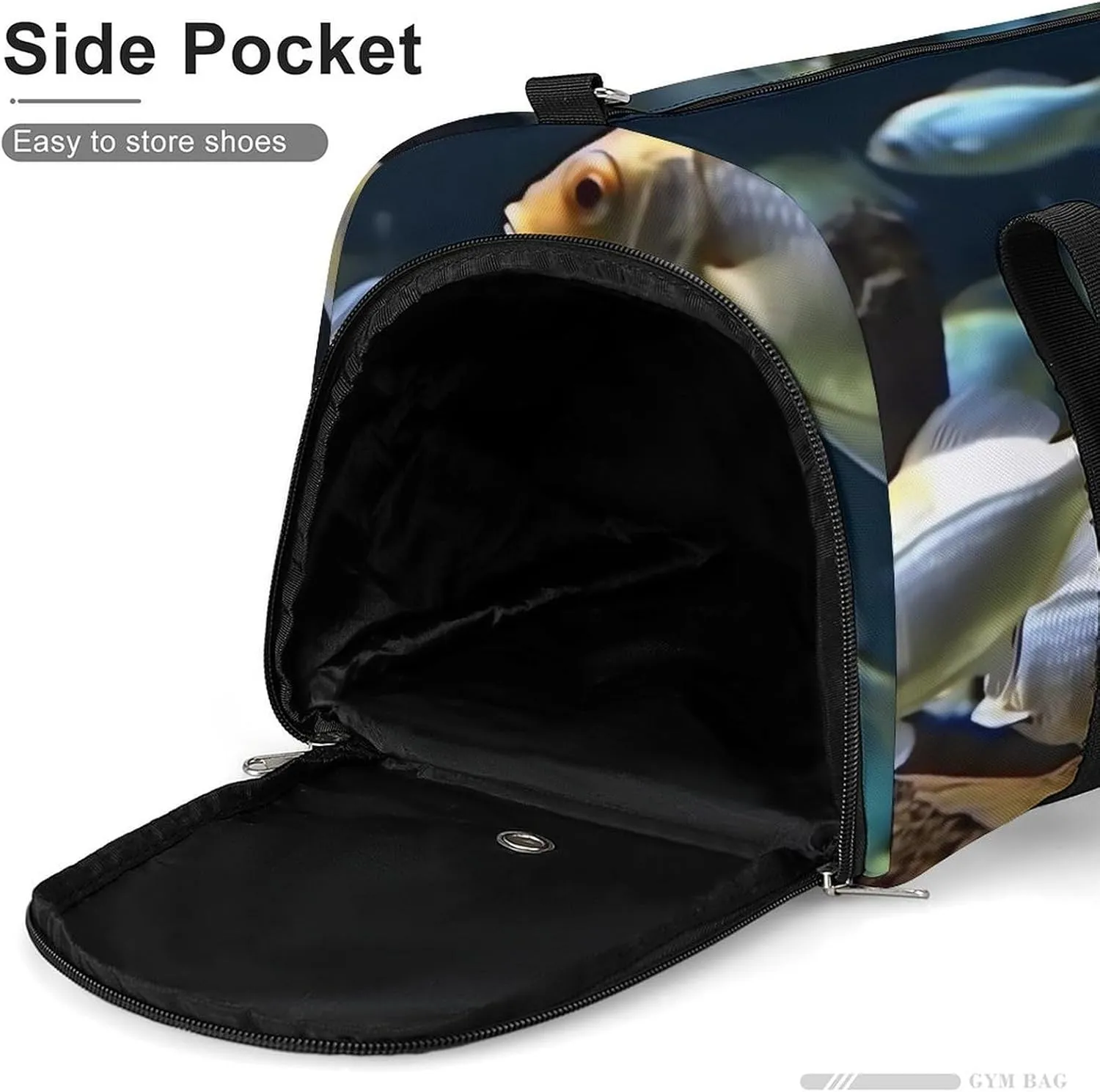 Gym Bag Swimming Fish Duffel Bag for Men Women Travel Overnight Bag with Shoe Compartment Workout Bags