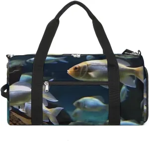 Gym Bag Swimming Fish Duffel Bag for Men Women Travel Overnight Bag with Shoe Compartment Workout Bags
