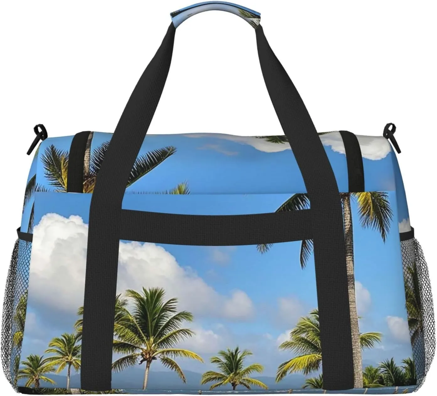 Gym Bag Tall Tropical Palm Trees Duffel Bag for Men Women Travel Overnight Bag with Shoe Compartment Workout Bags