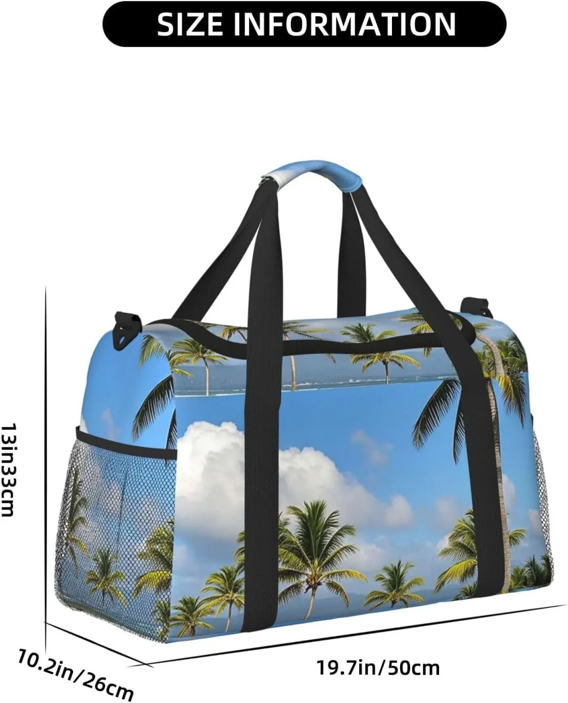 Gym Bag Tall Tropical Palm Trees Duffel Bag for Men Women Travel Overnight Bag with Shoe Compartment Workout Bags