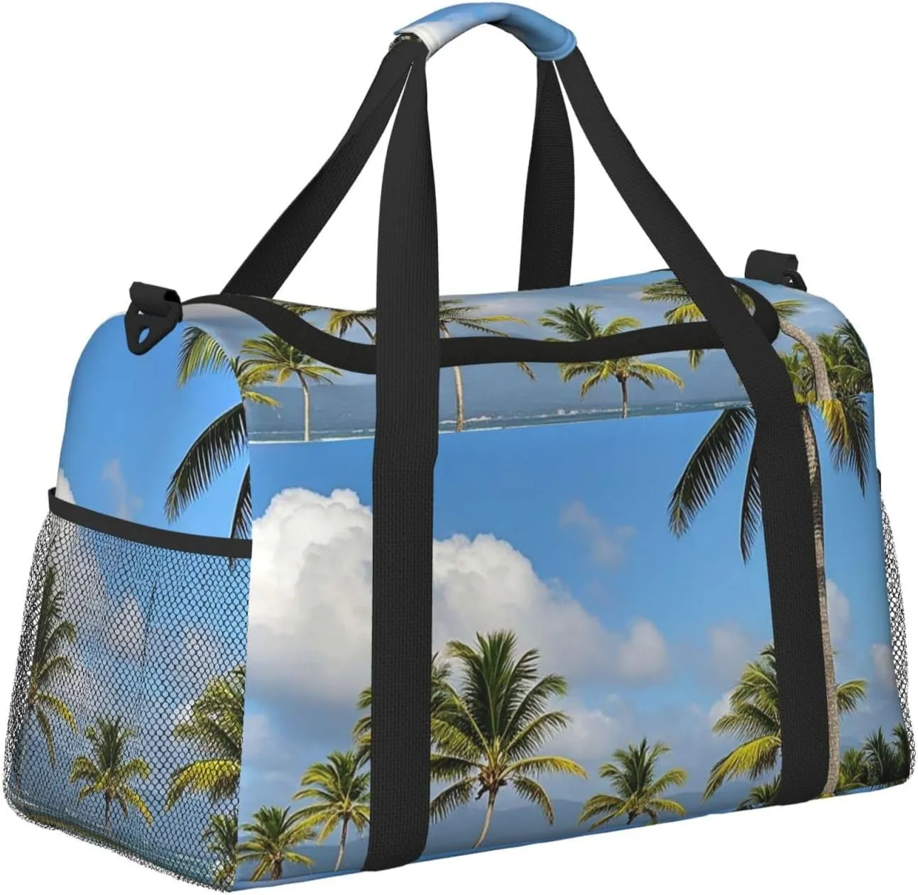 Gym Bag Tall Tropical Palm Trees Duffel Bag for Men Women Travel Overnight Bag with Shoe Compartment Workout Bags