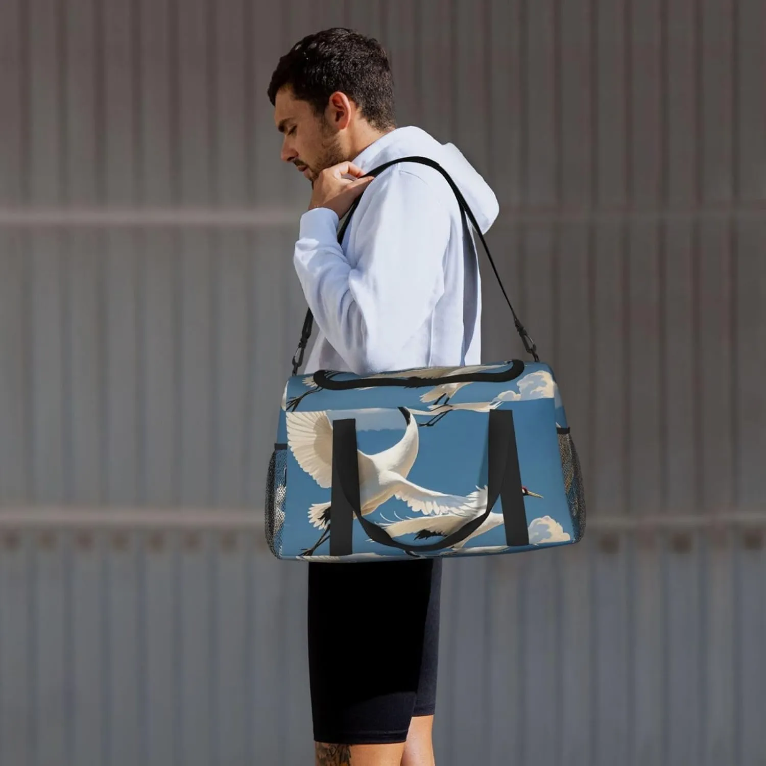 Gym Bag Three Pelicans Duffel Bag for Men Women Travel Overnight Bag with Shoe Compartment Workout Bags