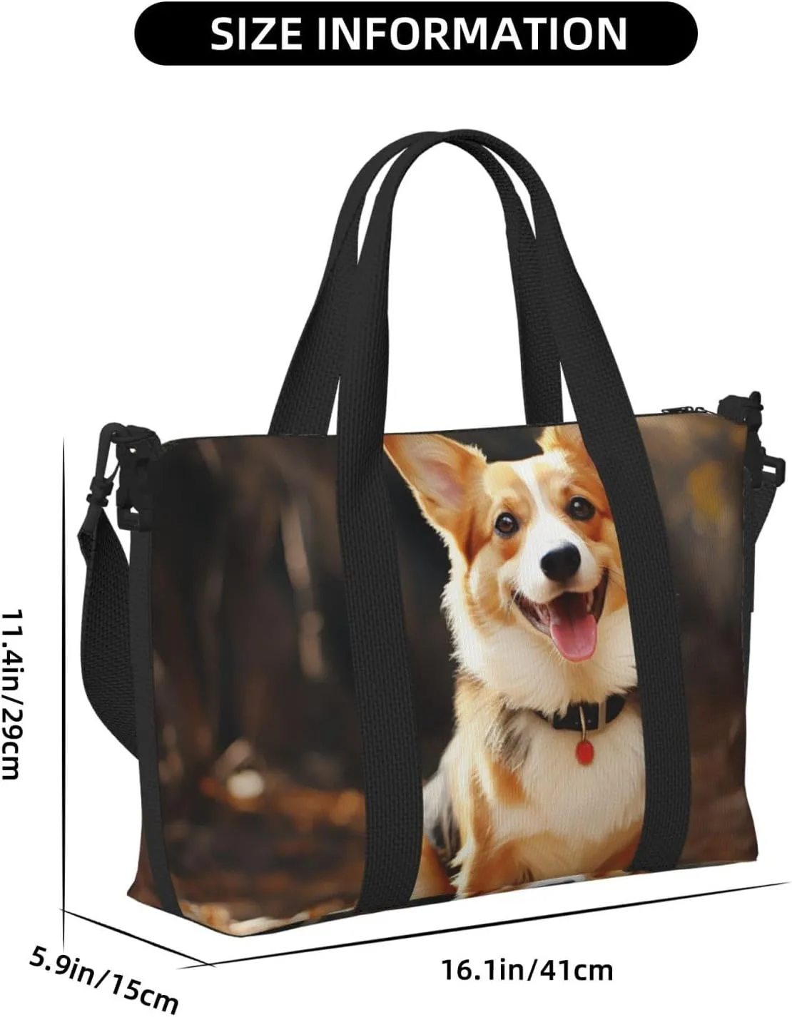 Gym Bags Small Corgi Dog Duffel Bag Overnight Bag with Shoe Compartment Carryon Bag for Men Women