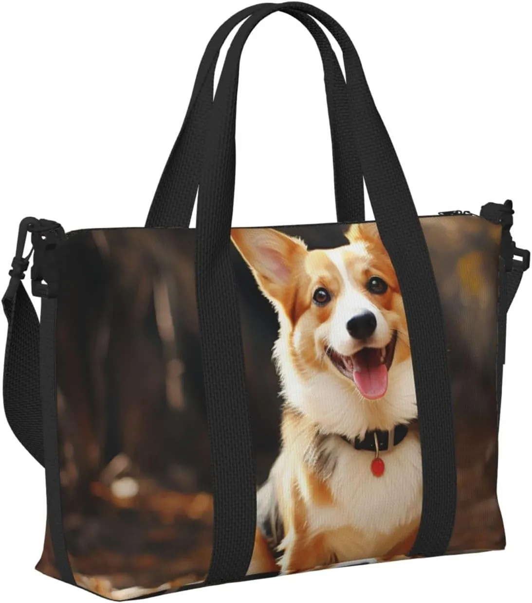 Gym Bags Small Corgi Dog Duffel Bag Overnight Bag with Shoe Compartment Carryon Bag for Men Women