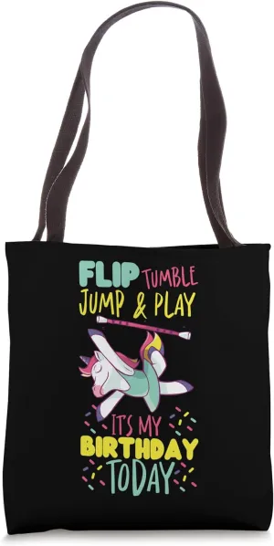Gymnastics Birthday Tumbling Flip Tumble Jump & Play It's My Tote Bag