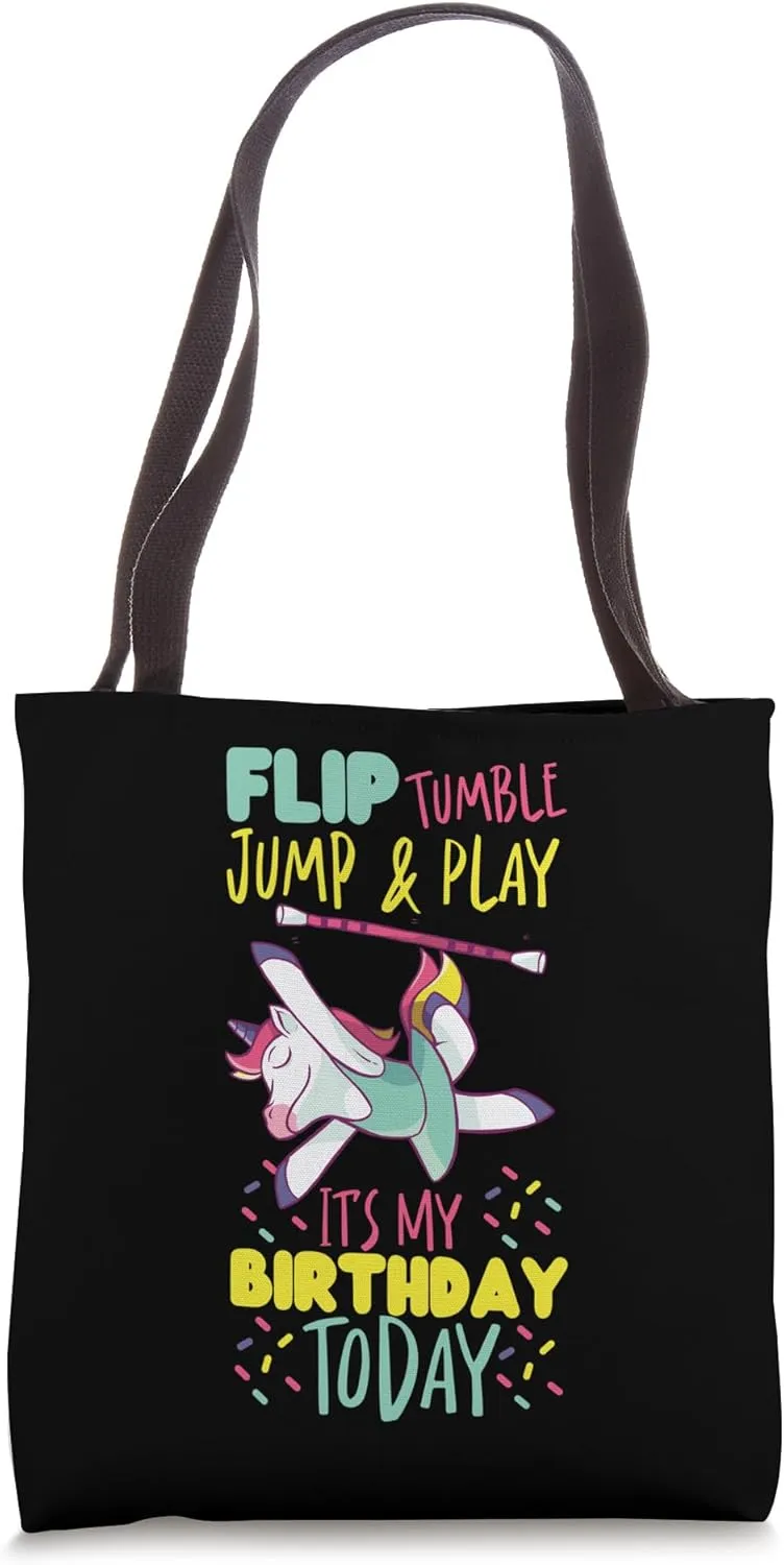Gymnastics Birthday Tumbling Flip Tumble Jump & Play It's My Tote Bag