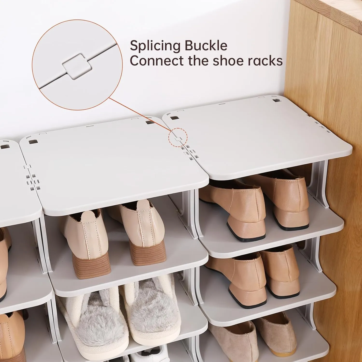 HAIXIN Shoe Rack for Closet - Stackable Shoe Organizer for Closet, Space-Saving Narrow Shoe Rack for Front Door Entrance, Grey
