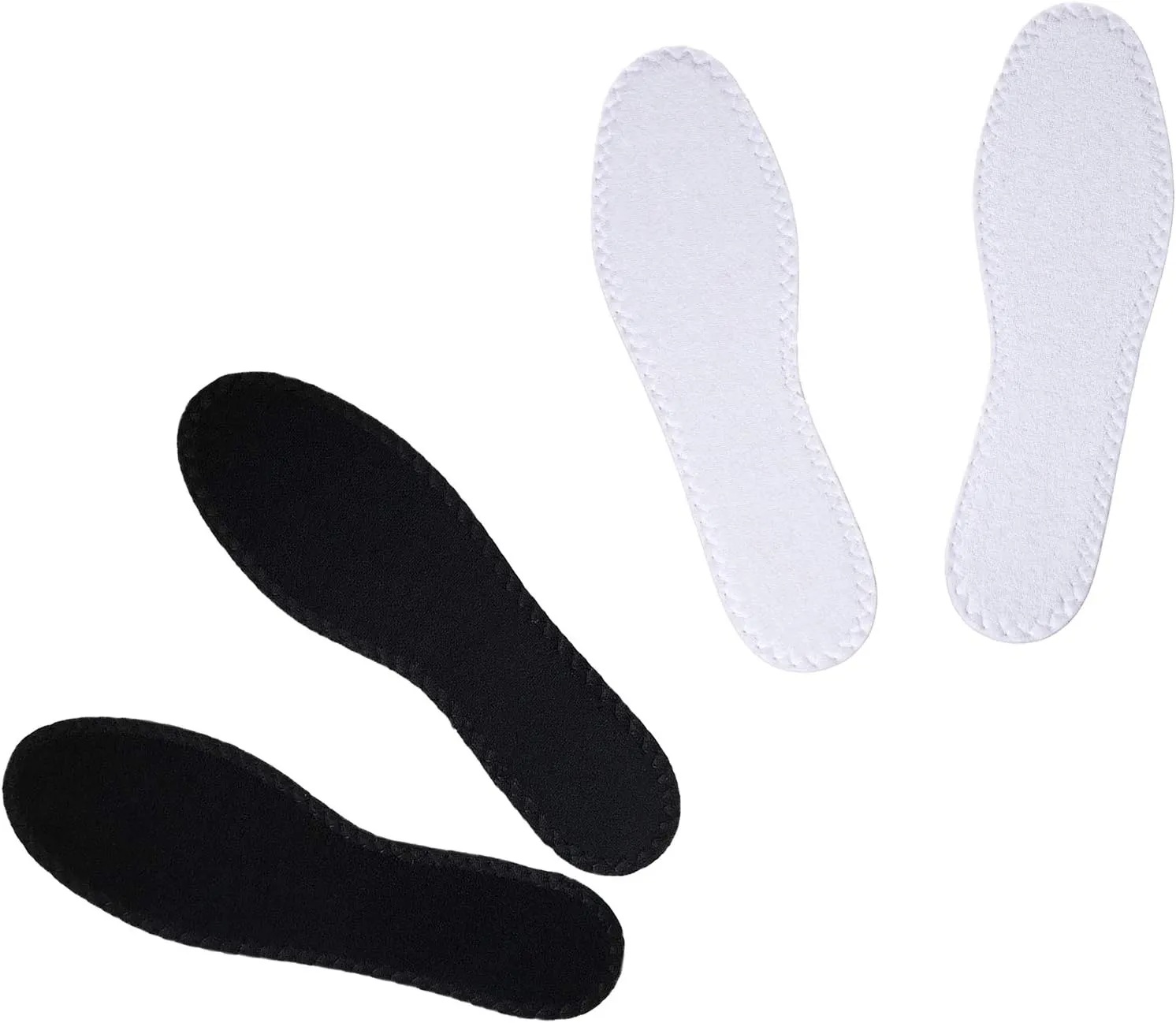 Happystep Cotton Terry Cloth Insoles, Barefoot Shoe Inserts, Sweat Absorption, Odor Control, Moisture-Wicking, Washable and Reusable, Zero Drop Shoe Insoles, 1 Pair Black and 1 Pair White (Women 10)
