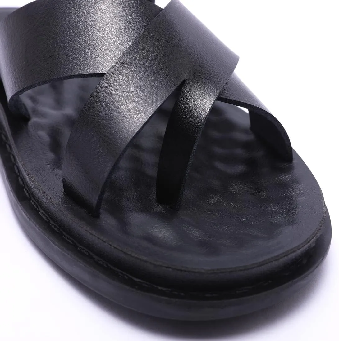 Harssidanzar Men's Sandals,Quick-Dry Flip-Flop Summer Slip On Cross Straps Slide Sandals Toe Ring Style Outdoor And Indoor KM221US