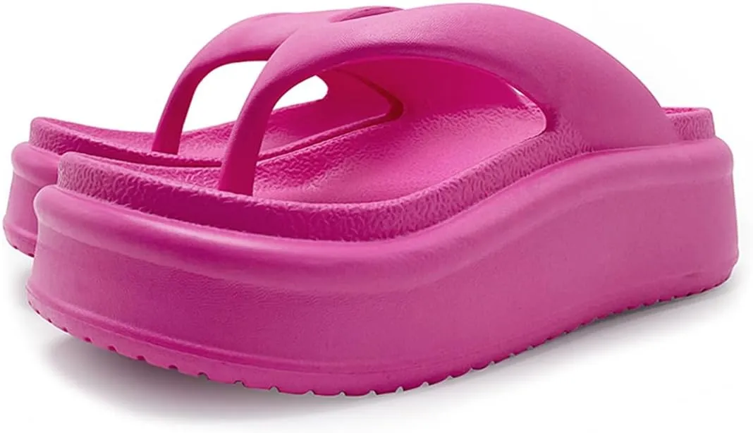 Harssidanzar Womens EVA Platform Flip Flops, Thick Sole Trendy Thong Sandals for Beach & Daily Wear HL220US