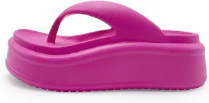 Harssidanzar Womens EVA Platform Flip Flops, Thick Sole Trendy Thong Sandals for Beach & Daily Wear HL220US