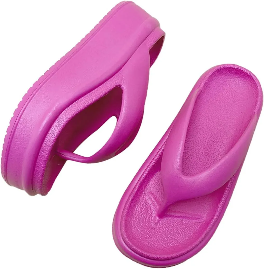 Harssidanzar Womens EVA Platform Flip Flops, Thick Sole Trendy Thong Sandals for Beach & Daily Wear HL220US