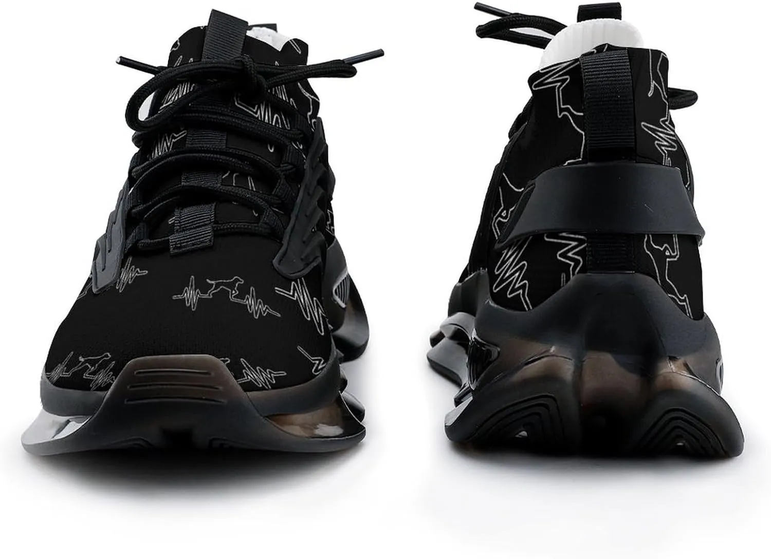 Heartbeat Pulse Line Walking Shoes for Men Lightweight Tennis Fashion Elastic Sports Shoes Cushion Basketball Shoes