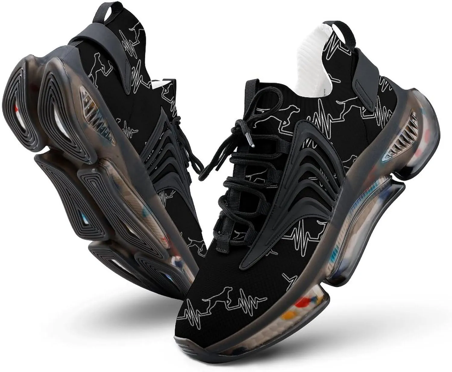 Heartbeat Pulse Line Walking Shoes for Men Lightweight Tennis Fashion Elastic Sports Shoes Cushion Basketball Shoes