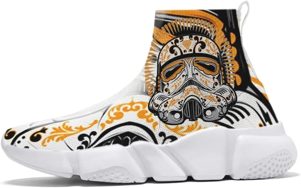 Hetios Mens Walking Shoes Graffiti Sneakers Running Shoes Sock Shoes Lightweight Comfy Breathable Multicolor