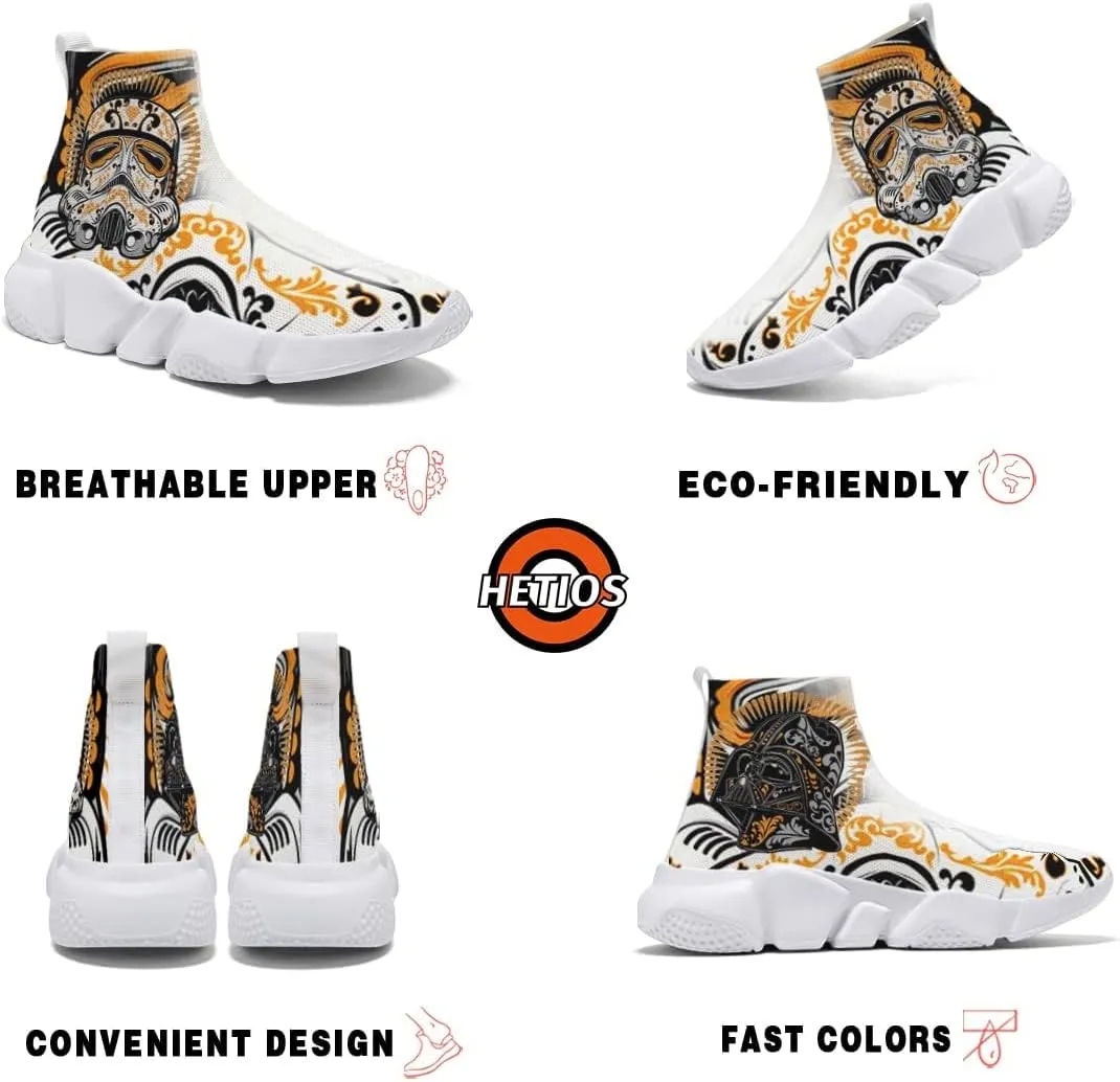Hetios Mens Walking Shoes Graffiti Sneakers Running Shoes Sock Shoes Lightweight Comfy Breathable Multicolor