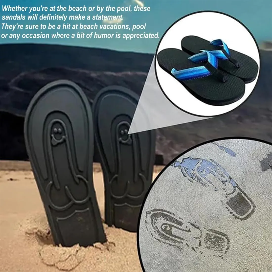 Hidden Flops, Funny Parody Creative Hidden Flip Flops, Non Slip Quick-Dry Beach Sandals, Outdoor Athletic Slippers Flip Flops Novelty Gift (Blue, 11)