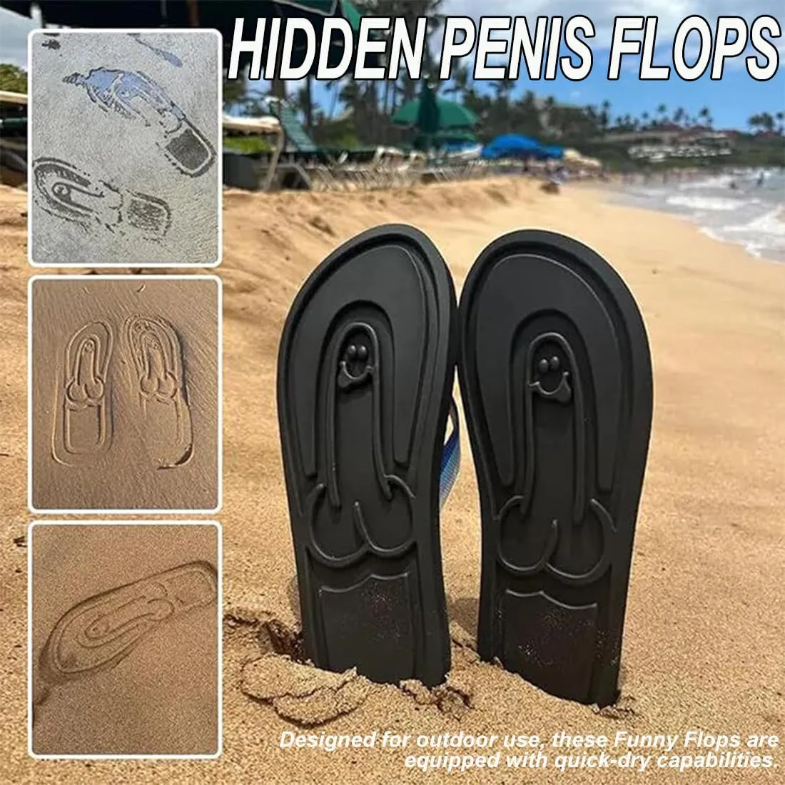 Hidden Flops, Funny Parody Creative Hidden Flip Flops, Non Slip Quick-Dry Beach Sandals, Outdoor Athletic Slippers Flip Flops Novelty Gift (Blue, 11)