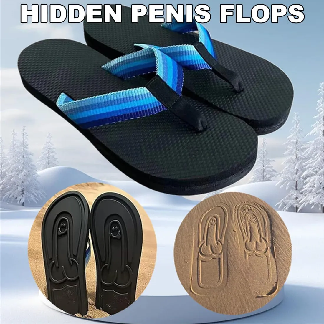 Hidden Flops, Funny Parody Creative Hidden Flip Flops, Non Slip Quick-Dry Beach Sandals, Outdoor Athletic Slippers Flip Flops Novelty Gift (Blue, 11)