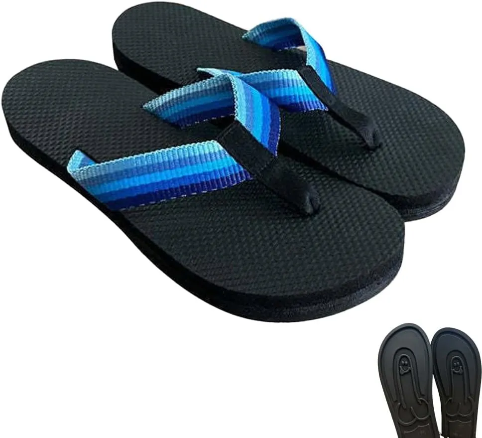 Hidden Pencil Flip Flops, Hidden Shaped Flops, Funny Print Flip Flop for Women Men,Creative Summer Beach Comfort Qui, Spoof Novelty Quick-Dry Slides(Blue,5-6 Women/4.5-5 Men)