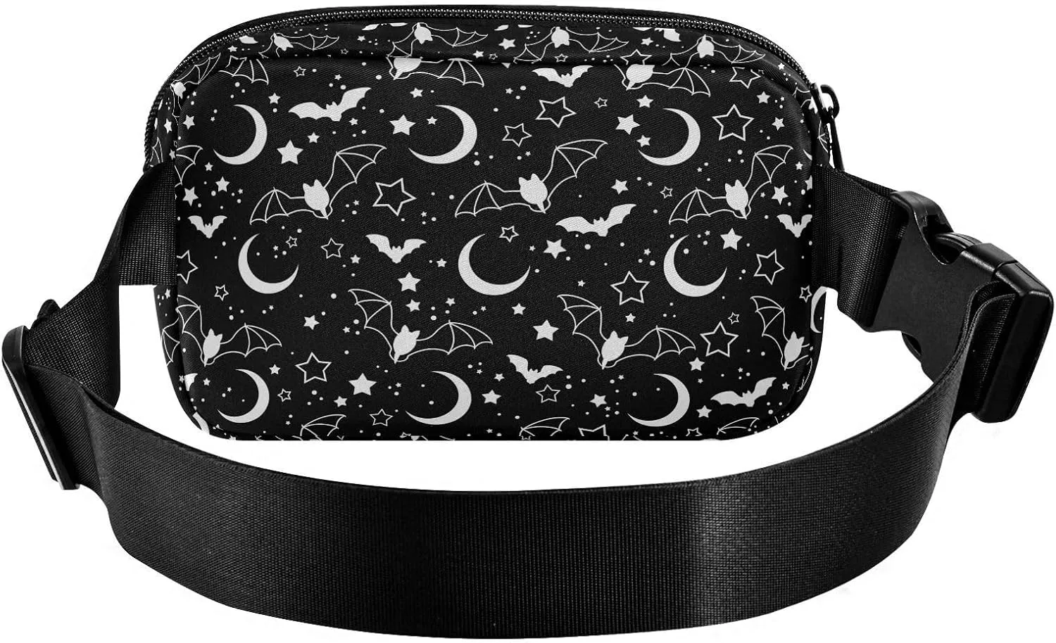 Hiking Fanny Pack Bats Moon Star Sky Waist Pack Fashion Casual Hip Bum Bag with Adjustable Strap for Women & Men Hands Free Crossbody Bags for Outdoors, Hiking, Running, Travel