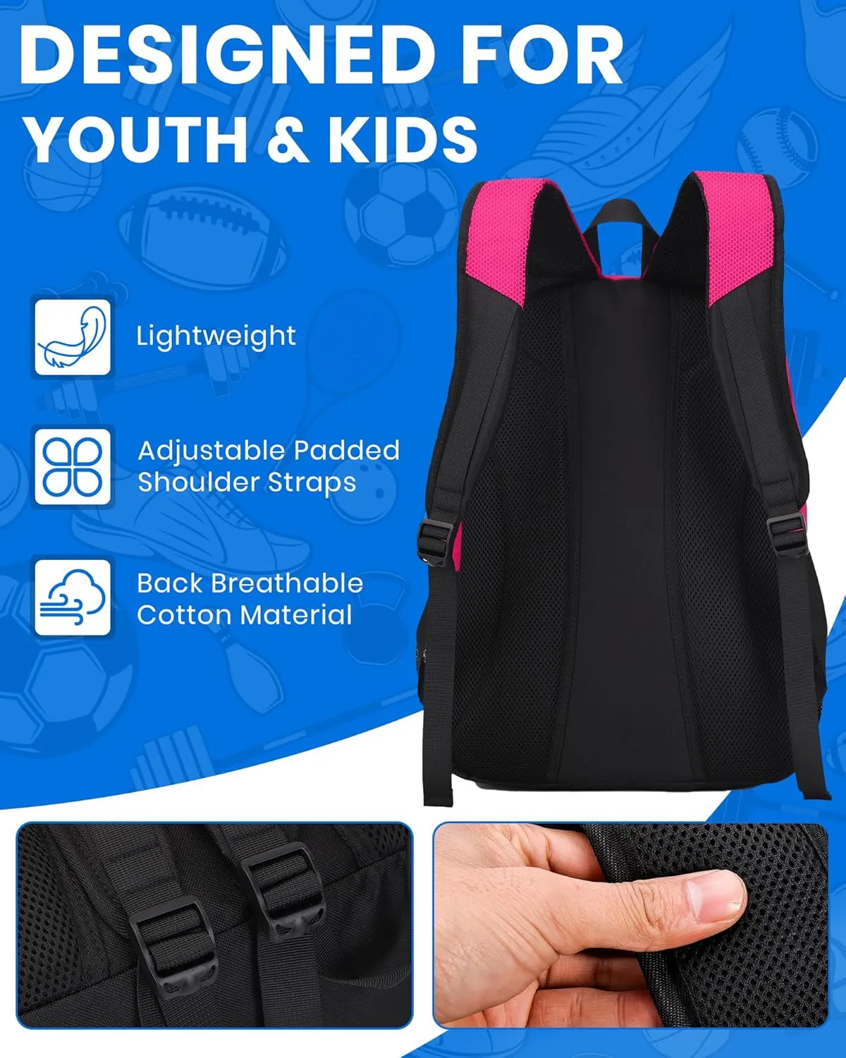 HMLIN Soccer Backpack,Basketball Backpack with Ball Compartment &Shoe Compartment,Sports Bag for Basketball,Soccer,Football& Volleyball