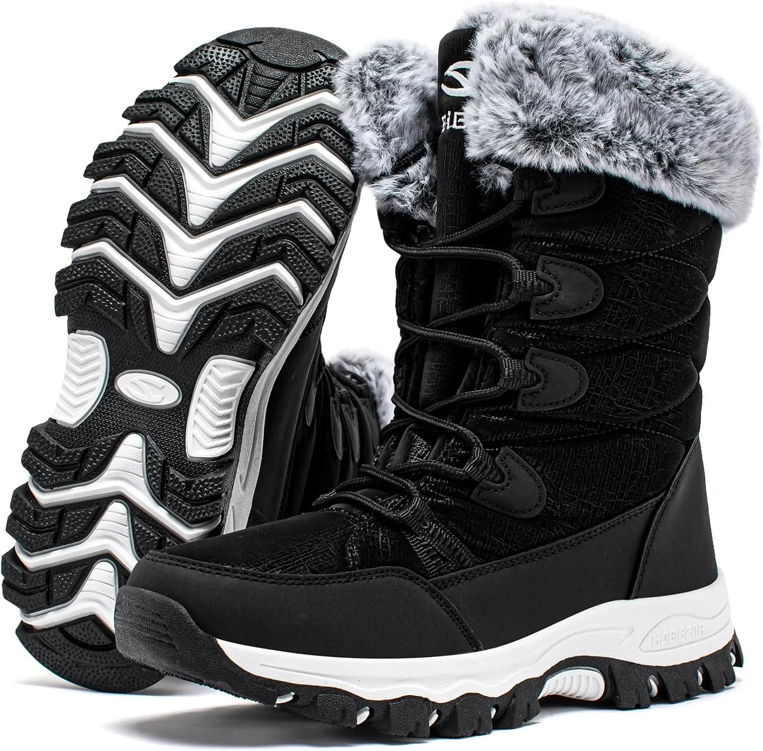HOBIBEAR Kids Winter Snow Boots Waterproof Outdoor Warm Faux Fur Lined Shoes