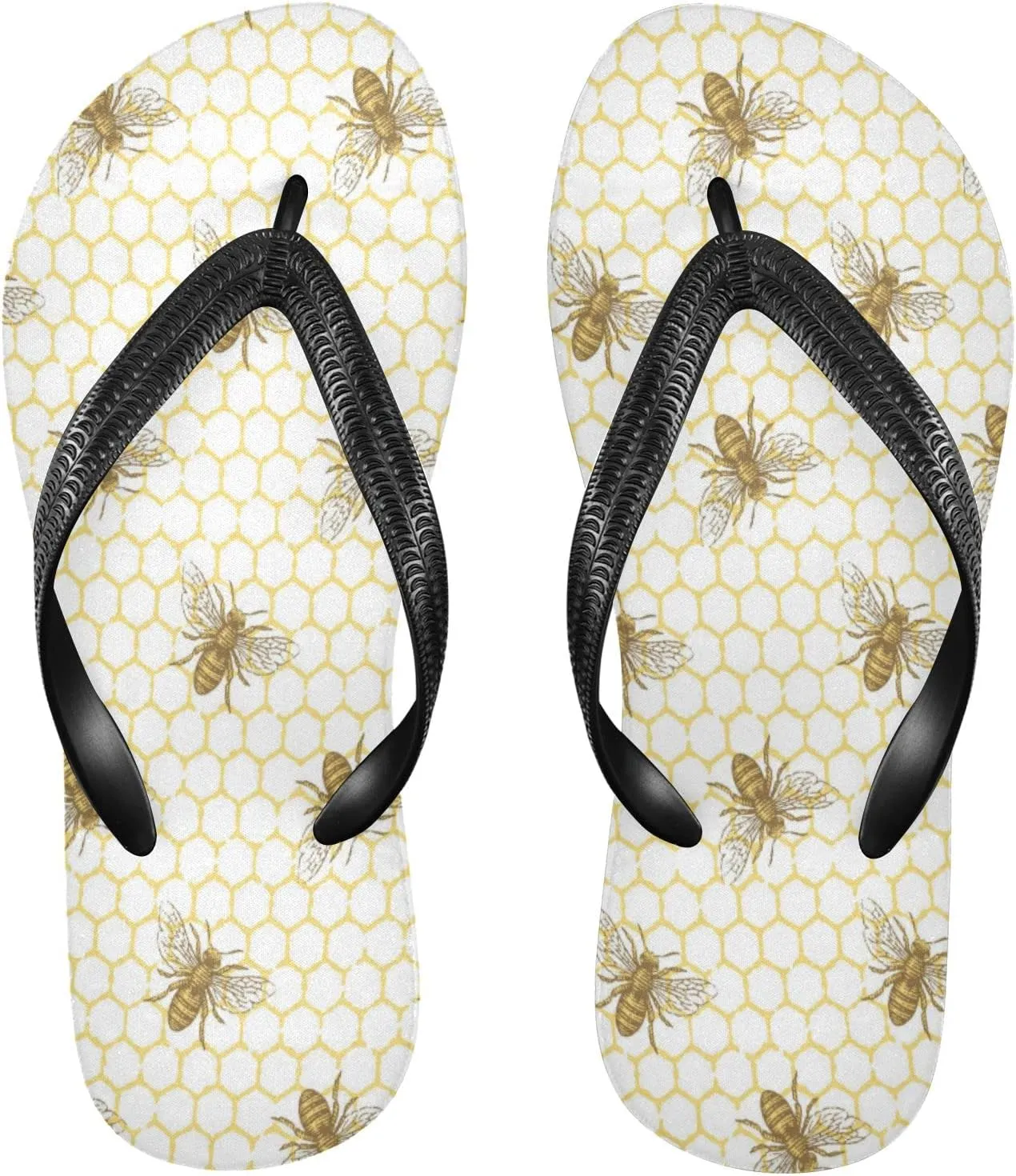 Honey Bee Combs Womens Flip Flops Summer Beach Sandals Casual Thong Slippers Comfortable Shower Slippers Non Slip Water Sandals shoes M
