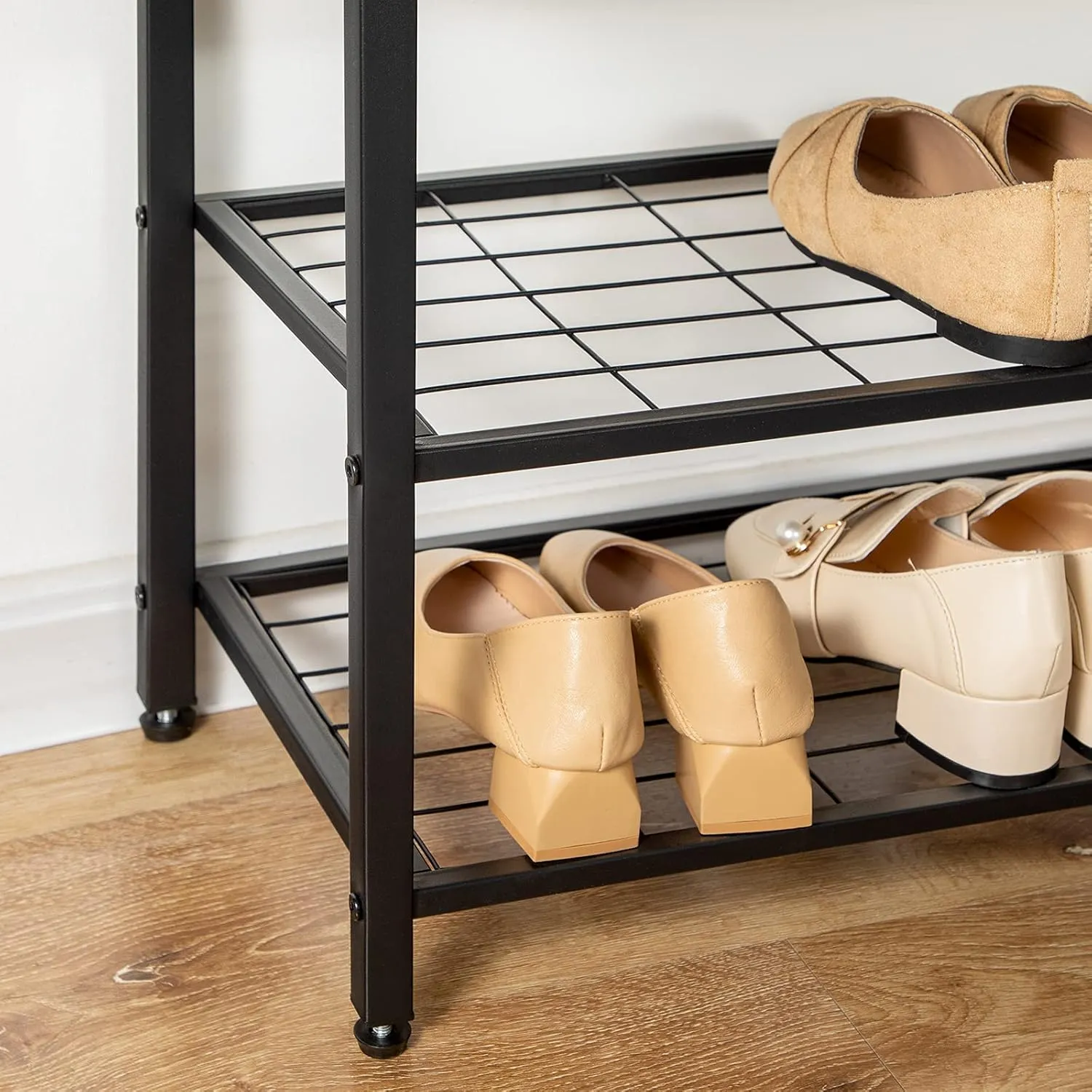 HOOBRO Hall Tree with Bench, Coat Rack Shoe Bench Set, Entryway Shoe Rack with Coat Hooks, Hall Tree Coat Rack, 27.6" L x 11.8" W x 18.1" H, Mud Room, for Foyer, Front Door, Greige BG07MT01