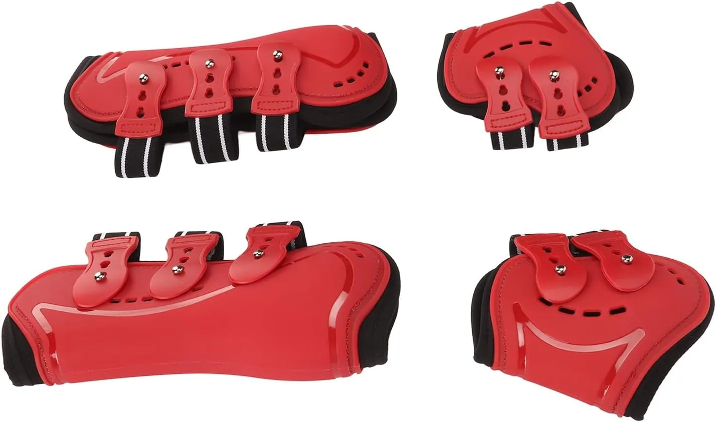 Horse Front and Rear Protective Boot, Fit Double Elastic Straps Ventilation Holes Soft Shock Absorbing Horse Leg Protector