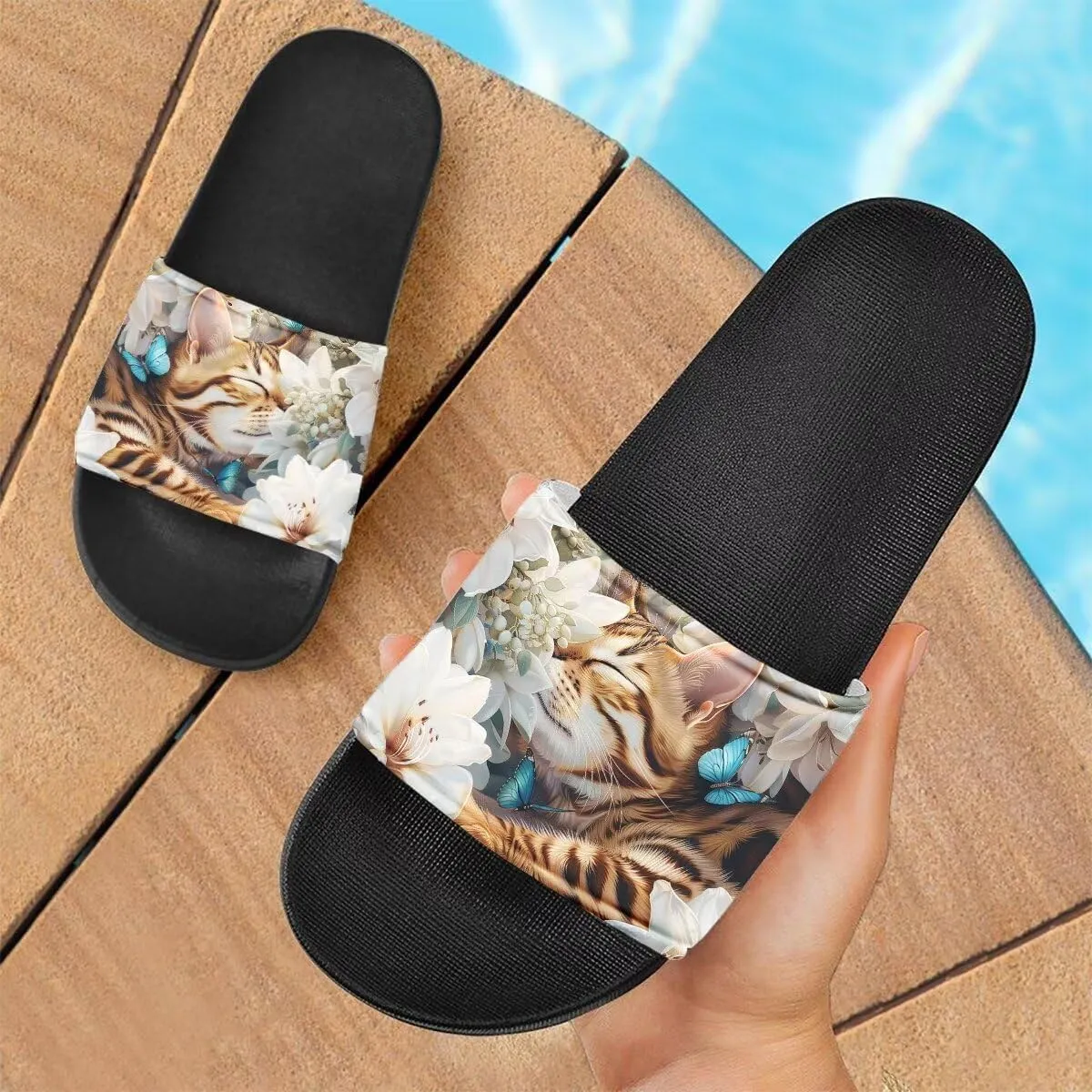 Howilath Cute Animals Pattern Summer Slide Slippers for Women Kids, Soft Sole Non-Slip Open Toe Slippers Slide Sandal