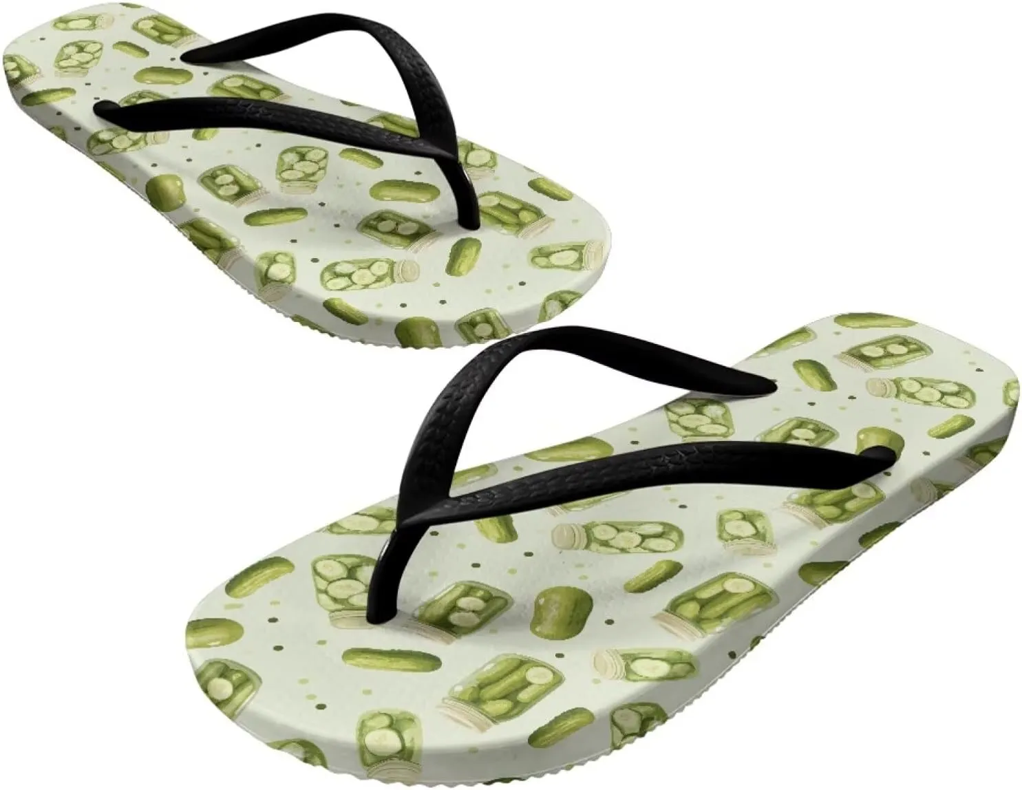 Howilath Fruit Pattern Non-Slip Flip Flops for Women Beach Flat Thong Sandals Rubber Single Band Slippers for Summer Pools