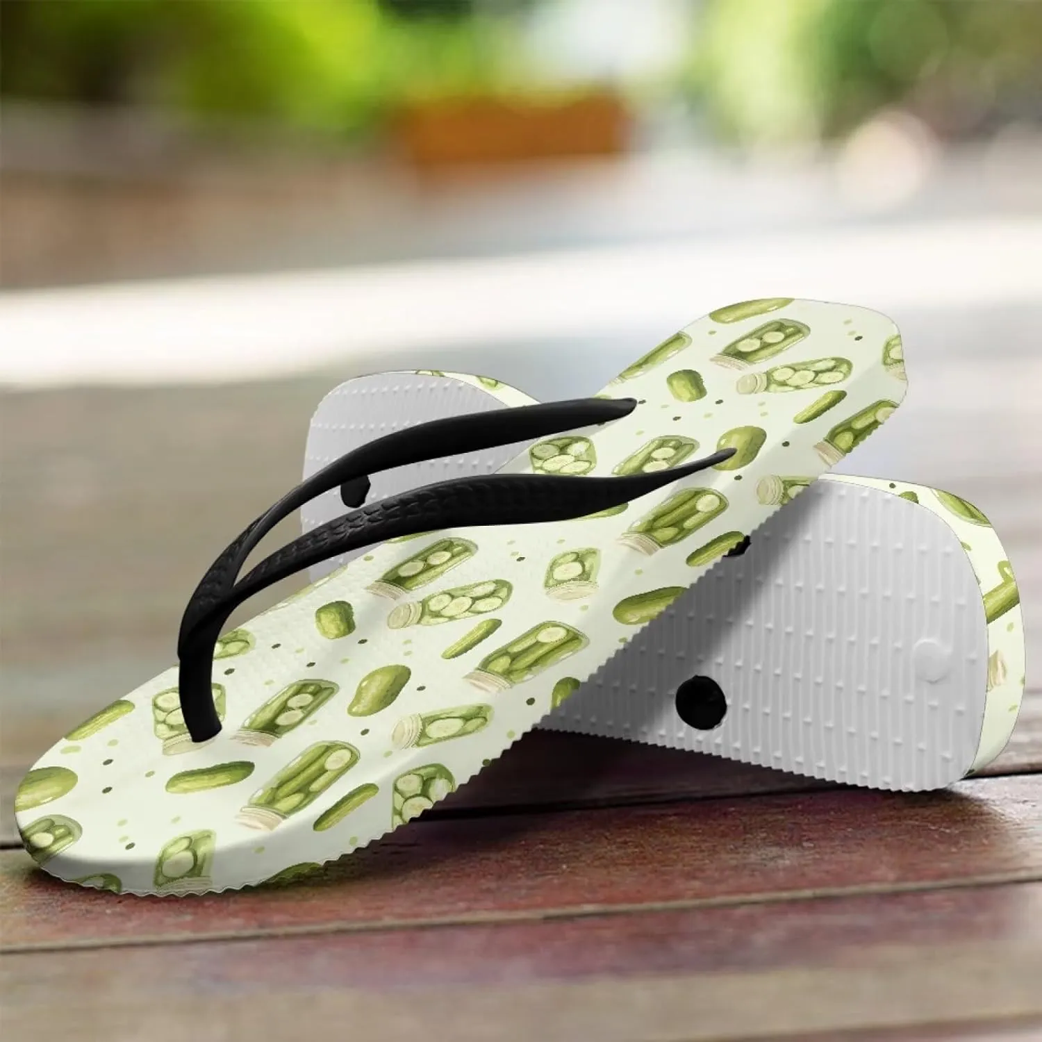 Howilath Fruit Pattern Non-Slip Flip Flops for Women Beach Flat Thong Sandals Rubber Single Band Slippers for Summer Pools