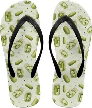 Howilath Fruit Pattern Non-Slip Flip Flops for Women Beach Flat Thong Sandals Rubber Single Band Slippers for Summer Pools