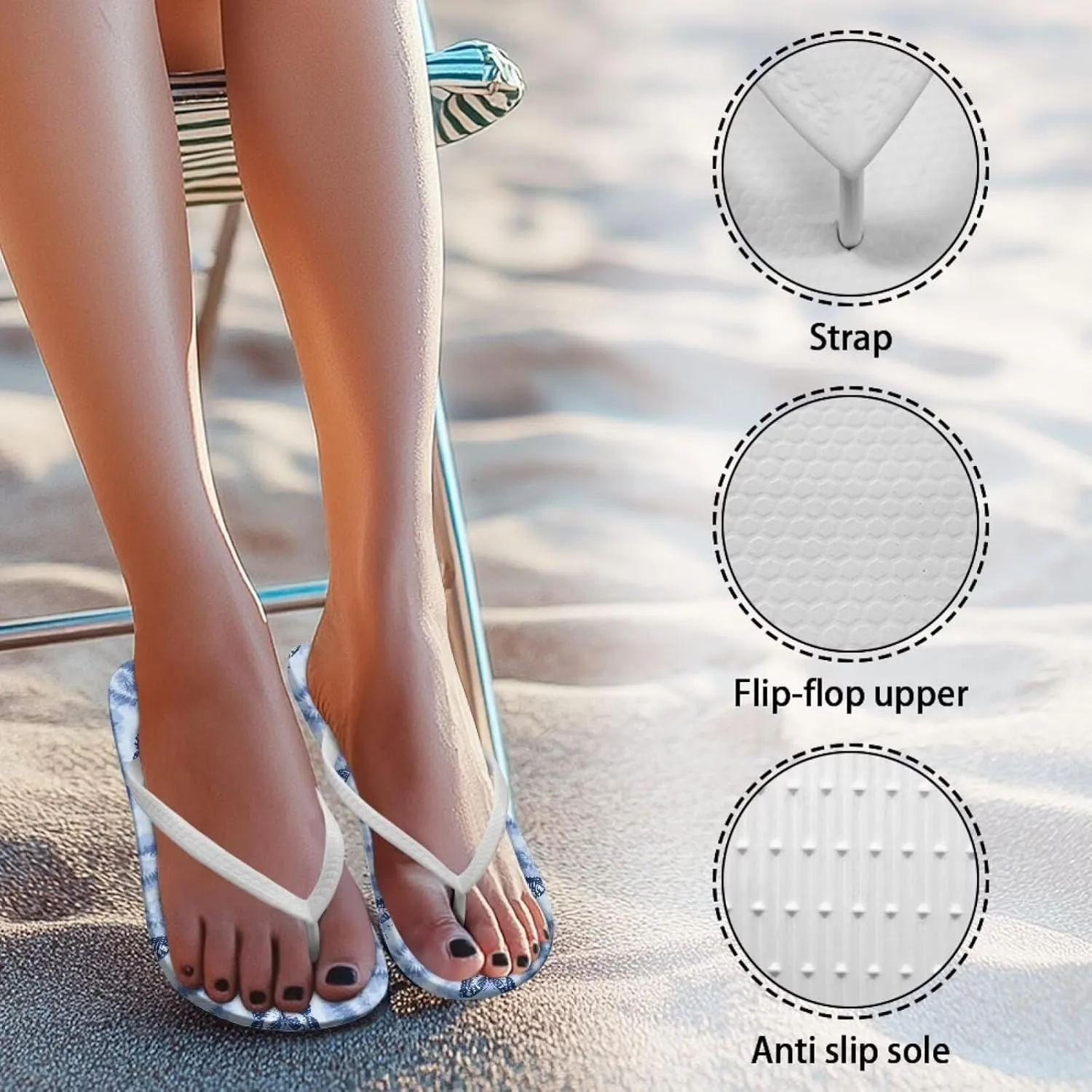 Howilath Women's Flip Flops Summer Travel Beach Slippers with EVA Sole Casual Non-Slip Thong Sandals Size 5-9