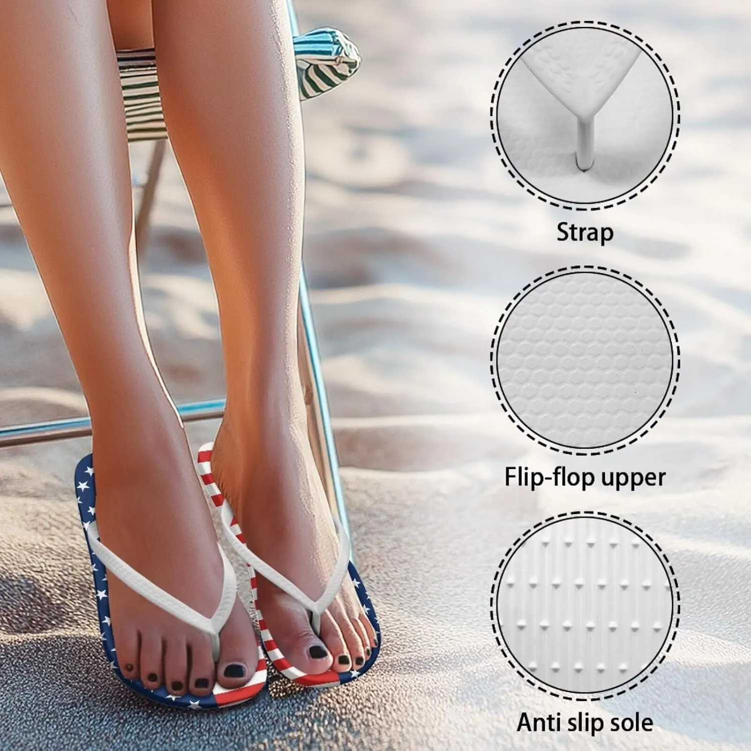 Howilath Women's Flip Flops Summer Travel Beach Slippers with EVA Sole Casual Non-Slip Thong Sandals Size 5-9