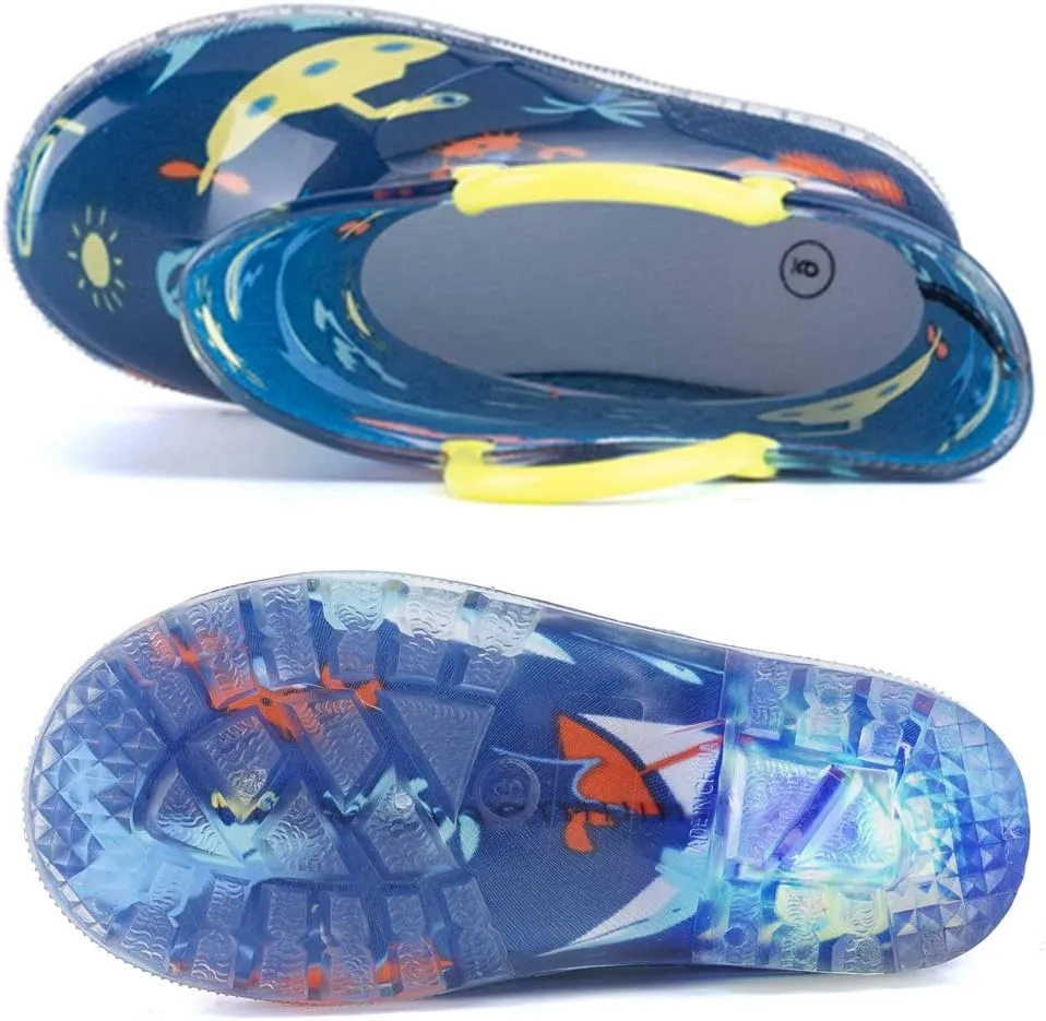 HugRain Light Up Rain Boots for Little Kids