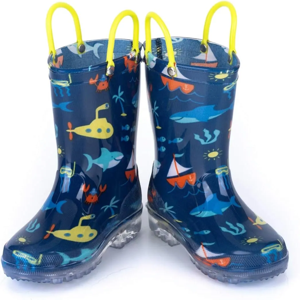 HugRain Light Up Rain Boots for Little Kids